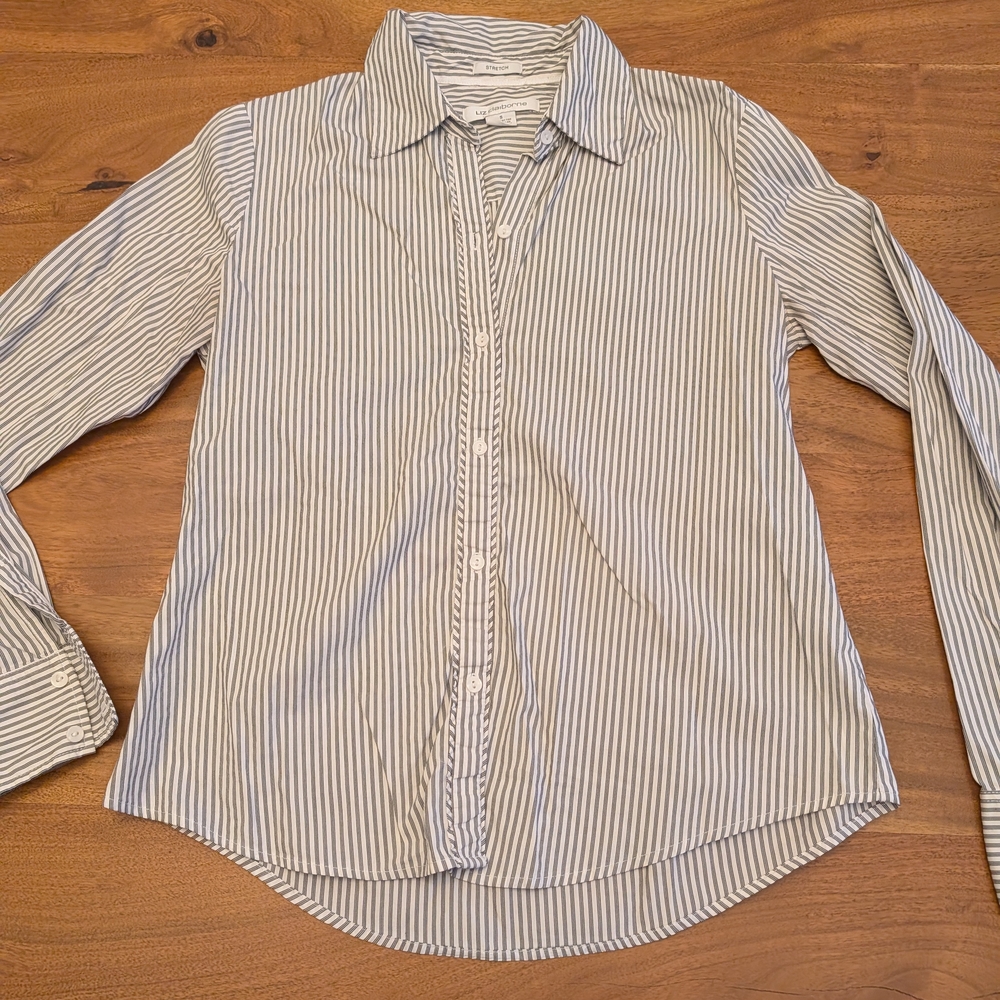 Liz Claiborne Striped Button-Up Shirt - Picture 2 of 7